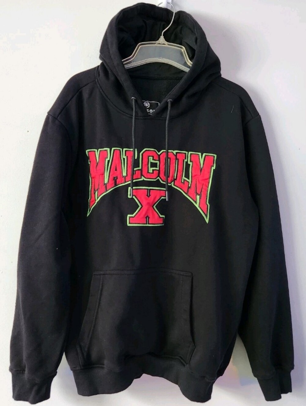 Reason Black Malcolm X Hoodie Size Large Red Green Embroidered